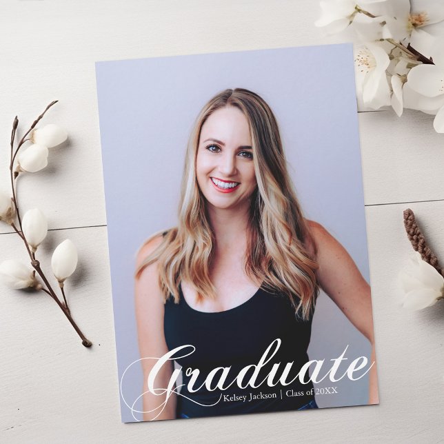 2025 Graduate Photo White Flourish Script Overlay Announcement (Creator Uploaded)