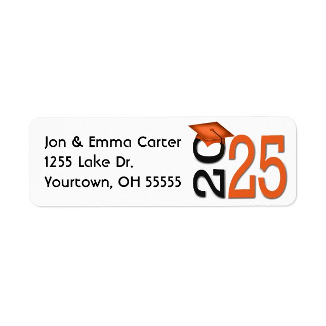 2025 Graduation Black and Orange School Colours (Front)
