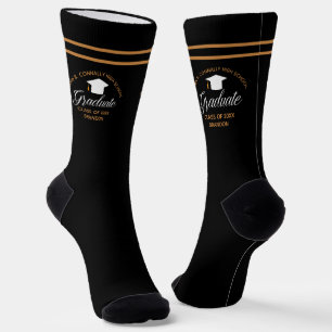 2025 Graduation Black Gold Custom High School Socks