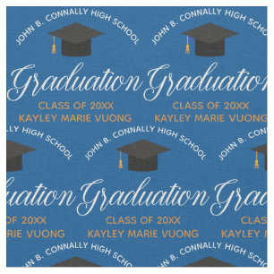 2025 Graduation Blue Gold Custom School Monogram Fabric