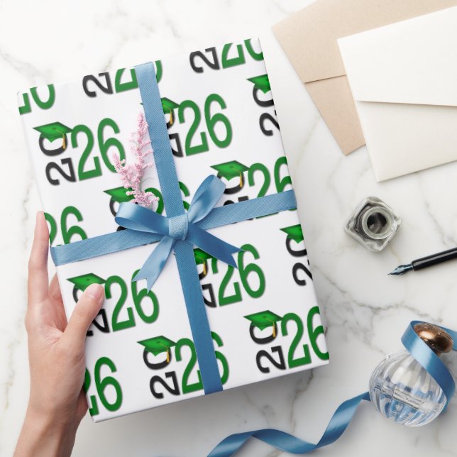 2025 Graduation Green and Black Wrapping Paper (Gifting)