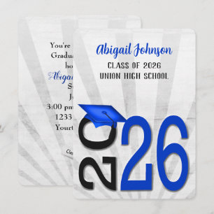 2025 Graduation In Blue and Black School Colours Invitation