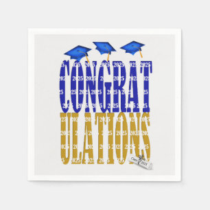 2025 Graduation In Blue and Gold Napkin