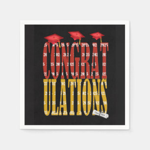 2025 Graduation In Red and Gold School Colours Napkin