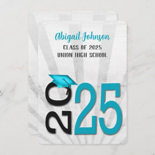 2025 Graduation In Teal and Black School Colours Invitation