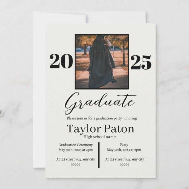 2025 Graduation Party Customisable Invitation (Front)