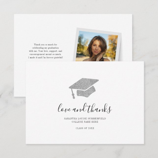 2025 Graduation Photo Modern Thank You Card (Front/Back)