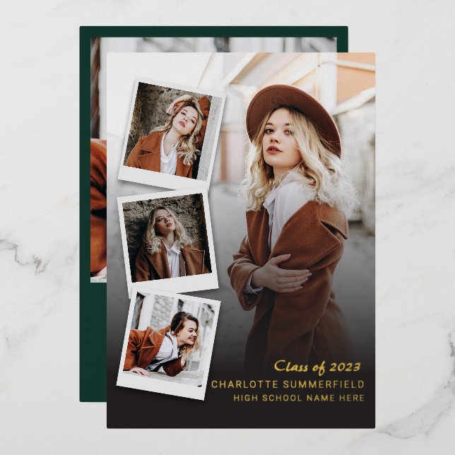 2025 Graduation Photos Grad Gold Foil Announcement (Front/Back)