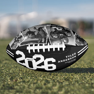 2025 Graduation Senior 4 Photo Black American Football