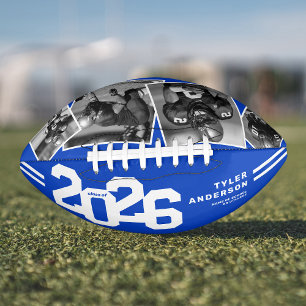 2025 Graduation Senior 4 Photo Blue American Football