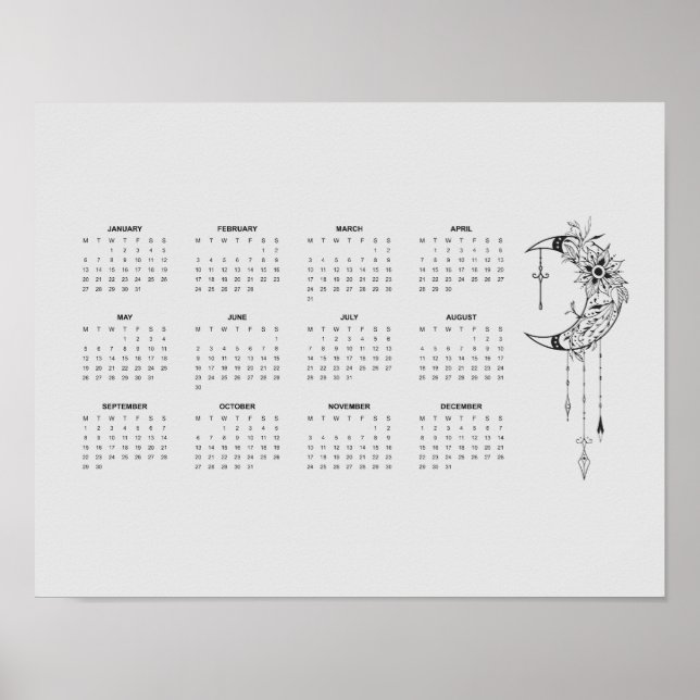 2025 Grey Moon Calendar Poster (Front)