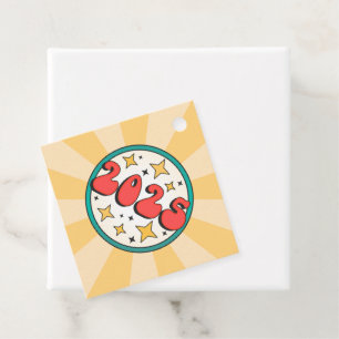2025 groovy retro chubby text and stars favour tags