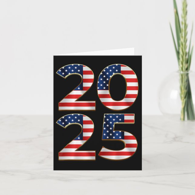 2025 Happy New Year American Us Flag Patriotic 4th Card (Front)