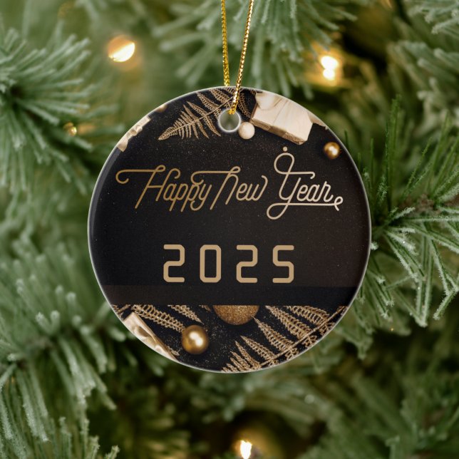 2025 Happy New Year  Black Custom Gold Business Ceramic Tree Decoration (Tree)