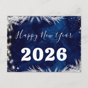 2025,Happy new year!Blue holiday Merry Christmas Postcard
