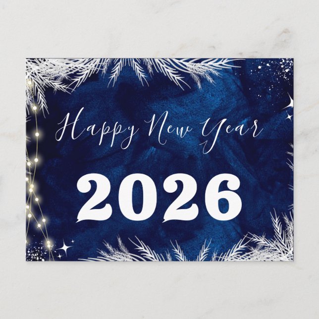 2025,Happy new year!Blue holiday Merry Christmas Postcard (Front)