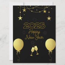 2025 Happy New Year Flat Holiday Card 