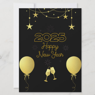 2025 Happy New Year Flat Holiday Card 