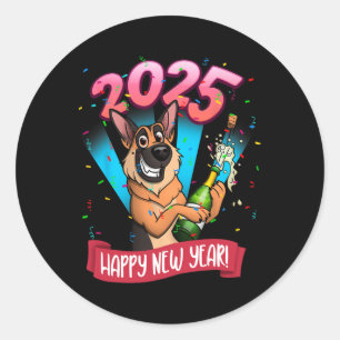 2025 Happy New Year German Shepherd Edition  Classic Round Sticker
