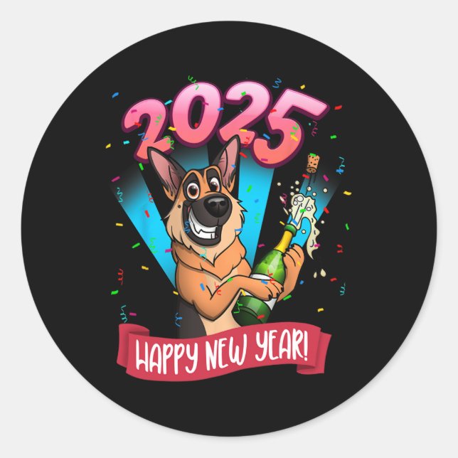 2025 Happy New Year German Shepherd Edition  Classic Round Sticker (Front)