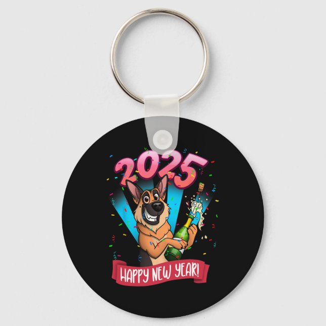 2025 Happy New Year German Shepherd Edition  Key Ring (Front)