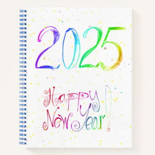 2025 happy new year handlettering Spiral Notebook