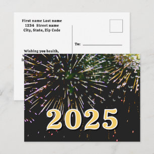 2025,Happy new year!holiday Firework Merry Christm Postcard