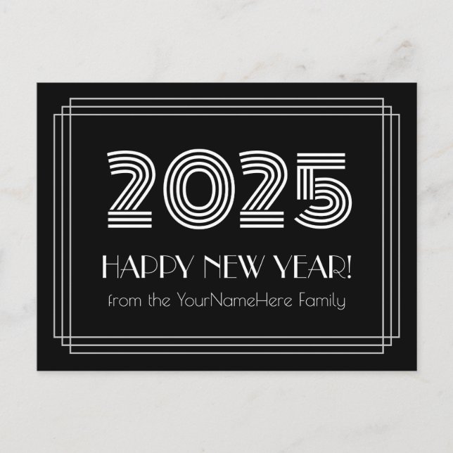 2025 HAPPY NEW YEAR! & Personalised Name Postcard (Front)