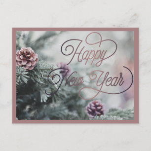 2025 Happy New Year Pink Custom Business Holiday Postcard