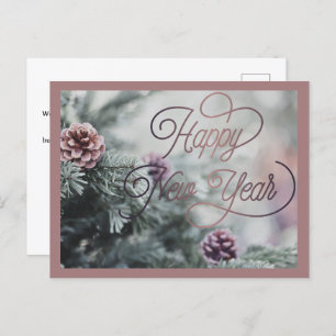 2025 Happy New Year Pink Custom  Business Holiday Postcard