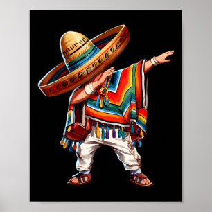 2025 Happy Party Mexican Boy Dabbing Poncho Cinco  Poster