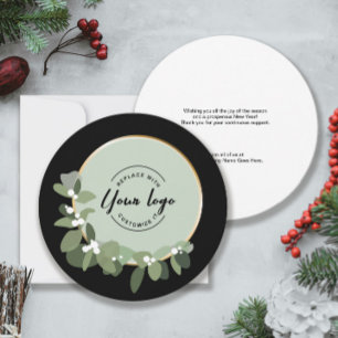2025 Holiday Corporate Green Wreath Custom Logo Card