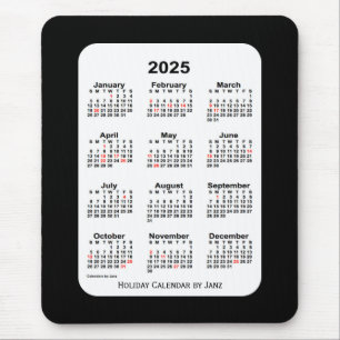 2025 Holiday Two Tone Black Calendar by Janz Mouse Mat