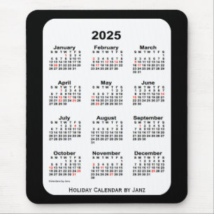 2025 Holiday Two Tone Black Calendar by Janz Mouse Mat