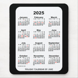 2025 Holiday Two Tone Black Calendar by Janz Mouse Mat
