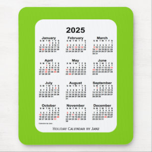 2025 Holiday Yellow Green Calendar by Janz Mouse Mat