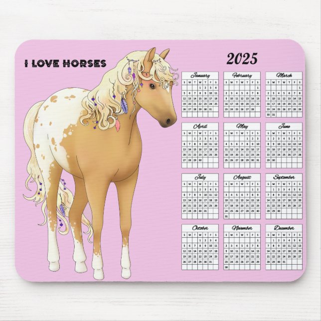 2025 I Love Horses Calendar Mouse Mat (Front)