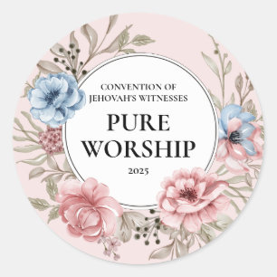 2025 JW convention pure worship floral design Classic Round Sticker