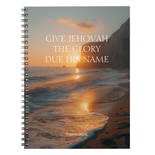 2025 JW Year Text Psalm 96:8 sea with sunset Notebook (Front)