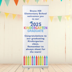 2025 Kindergarten Graduation Crayon Custom School Retractable Banner