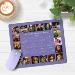 2025 Lavender Multiple Photo Collage Calendar Mouse Mat<br><div class="desc">🌟2025 Lavender Purple Periwinkle Multiple Photo Collage Calendar Mouse Pad featuring a simple, minimalist year-at-a-glance calendar and 18 of your favourite photos. All the colours are all customisable. Makes a great gift for grandparents, parents, aunts, uncles, godparents, and more! Please contact us at cedarandstring@gmail.com if you need assistance with the...</div>