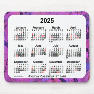 2025 Magenta Holiday Art Calendar by Janz Mouse Mat
