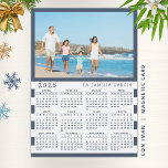 2025 Magnetic Calendar in Spanish with Photo<br><div class="desc">This personalised 2025 family photo calendar magnet in Spanish (Monday to Sunday) with a blue and white background is easy to customise with your personal photo and Family name using the template. It's a lovely idea for beach house or a yacht. Make your own calendar as a practical gift for...</div>
