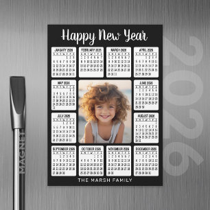 2025 Magnetic Calendar Vertical Photo - HNY black