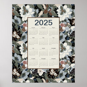 2025 Magnolia Floral Calendar Poster