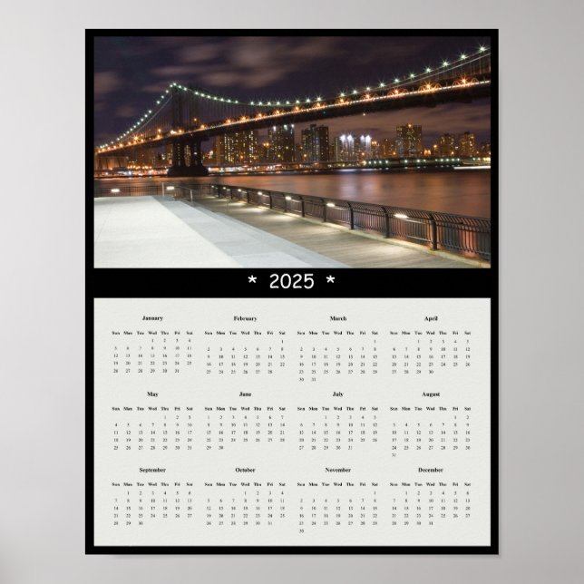 2025 Manhattan Bridge Wall Calendar Poster (Front)
