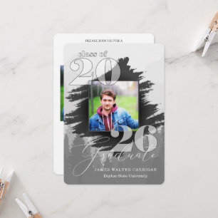 2025 Masculine Greyscale 2 Photo Graduation Invitation