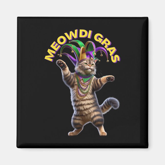 2025 Matching Mens Womans Funny Meowdi Gras Cat Ma Magnet (Front)
