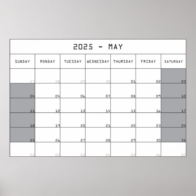 2025 may planer calendar big notes space poster (Front)