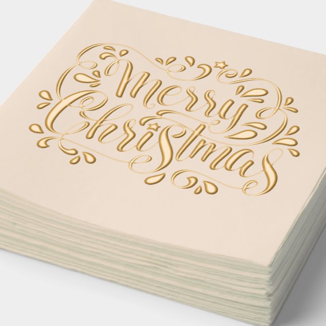 2025 Merry Christmas Xmas Foil Napkins (Detail)